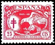 Spain 1945 Pro Tuberculosos 25 CTS Rojo Edifil 997